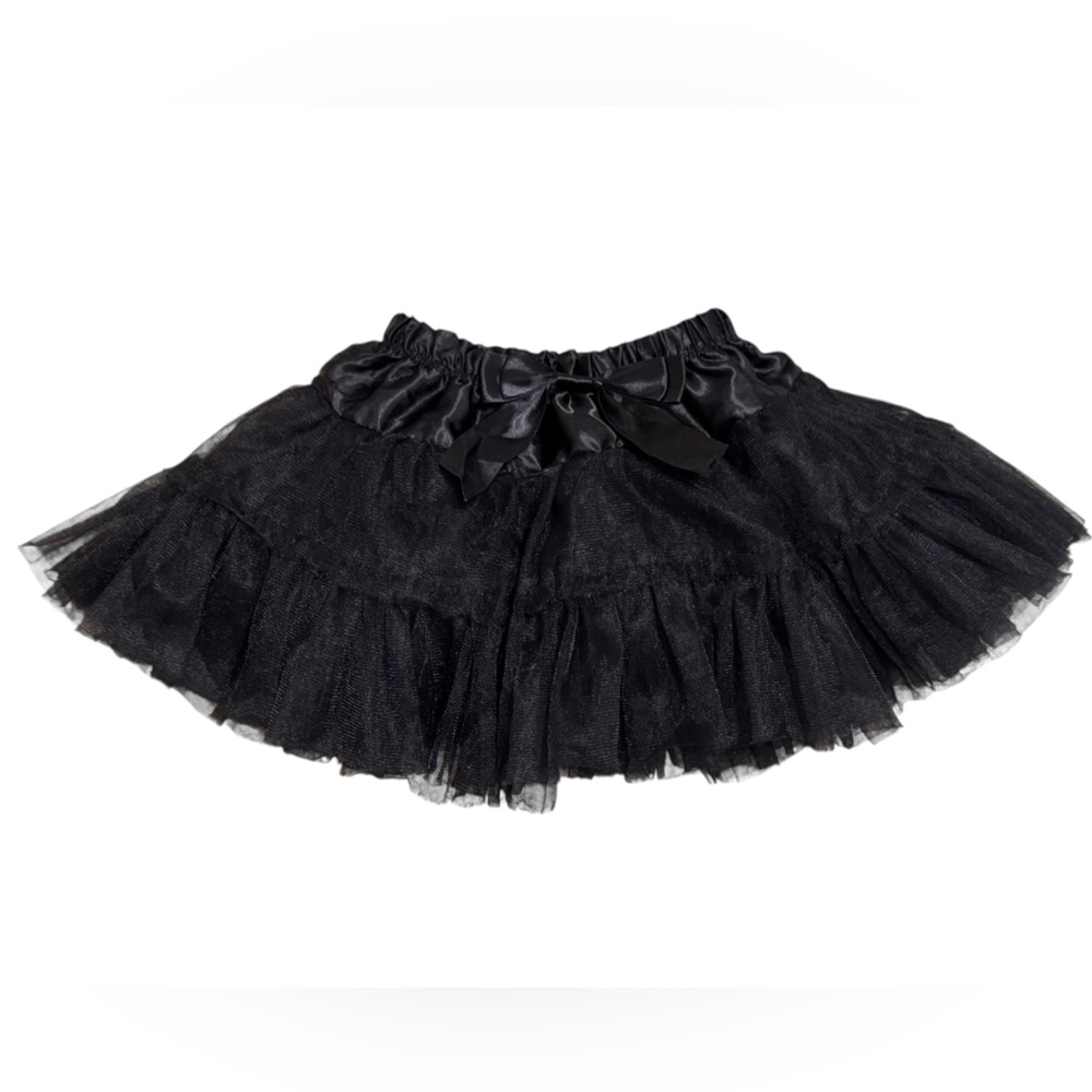 Popatu Black Tulle Layered Skirt with Bow Tutu 24 months